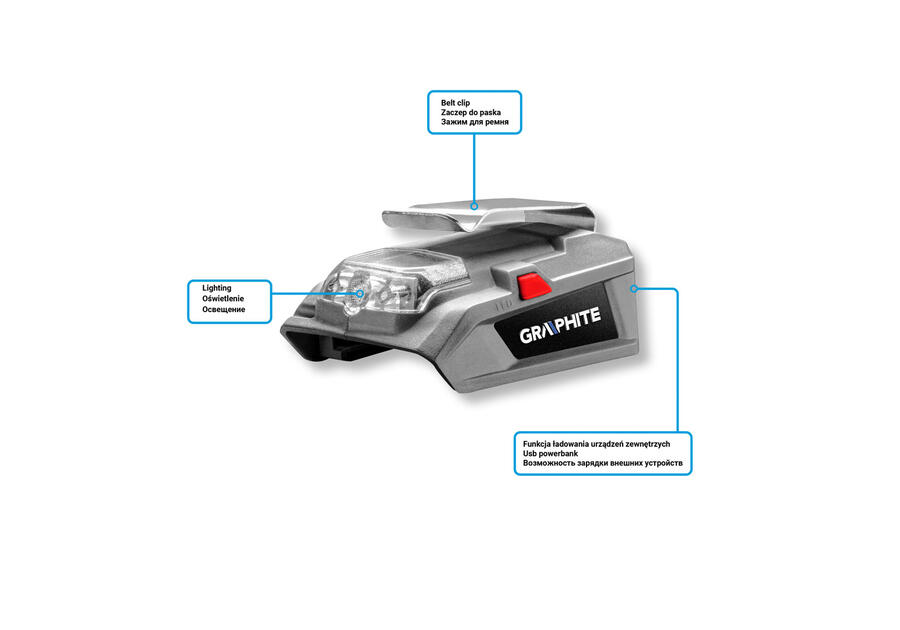 Zdjęcie: Adapter USB - latarka LED Energy+ GRAPHITE