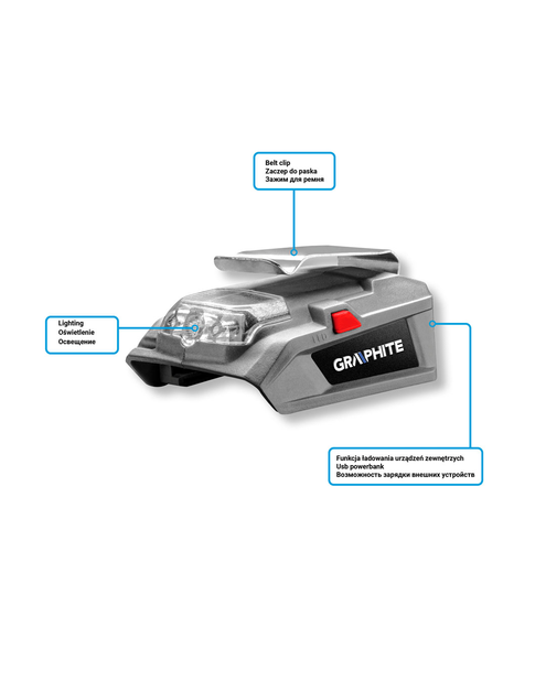 Zdjęcie: Adapter USB - latarka LED Energy+ GRAPHITE