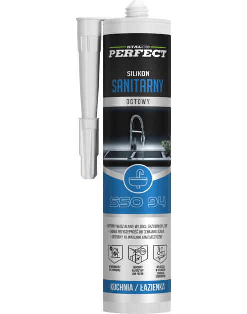 Zdjęcie: Silikon sanitarny octowy bezbarwny sso 94 280 ml STALCO PERFECT