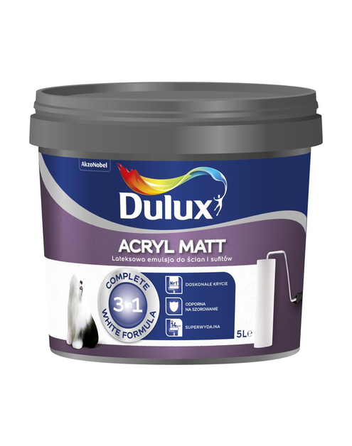 Zdjęcie: Farba wewnętrzna Acryl Matt 5 L biały DULUX