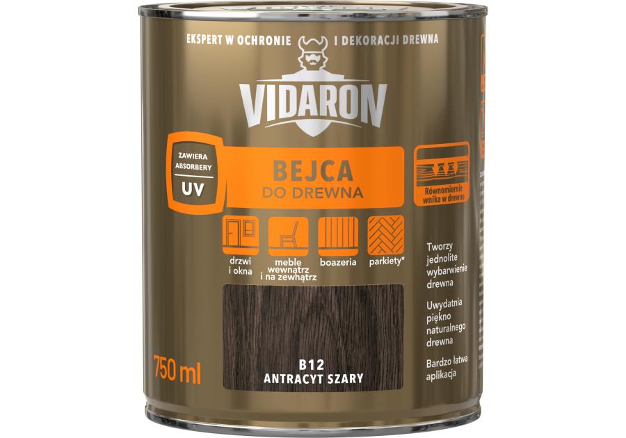 Zdjęcie: Bejca antracy szary B12 0,75 L VIDARON