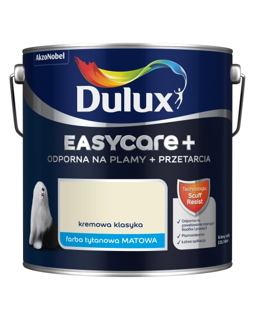 Zdjęcie: Farba lateksowa EasyCare+ Kremowa Klasyka 2,5 L DULUX