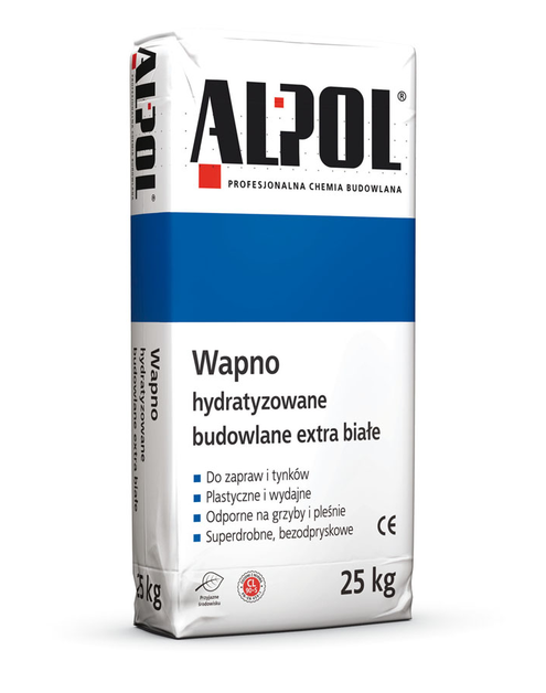 Zdjęcie: Wapno hydratyzowane budowlane Extra Białe 25 kg ALPOL