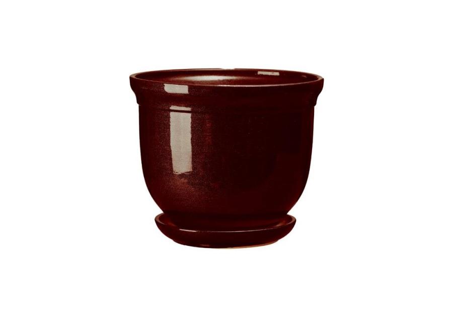 Zdjęcie: Doniczka ceramiczna z podstawką Grecka 13x15,5 cm brąz połysk FLOWERPOT