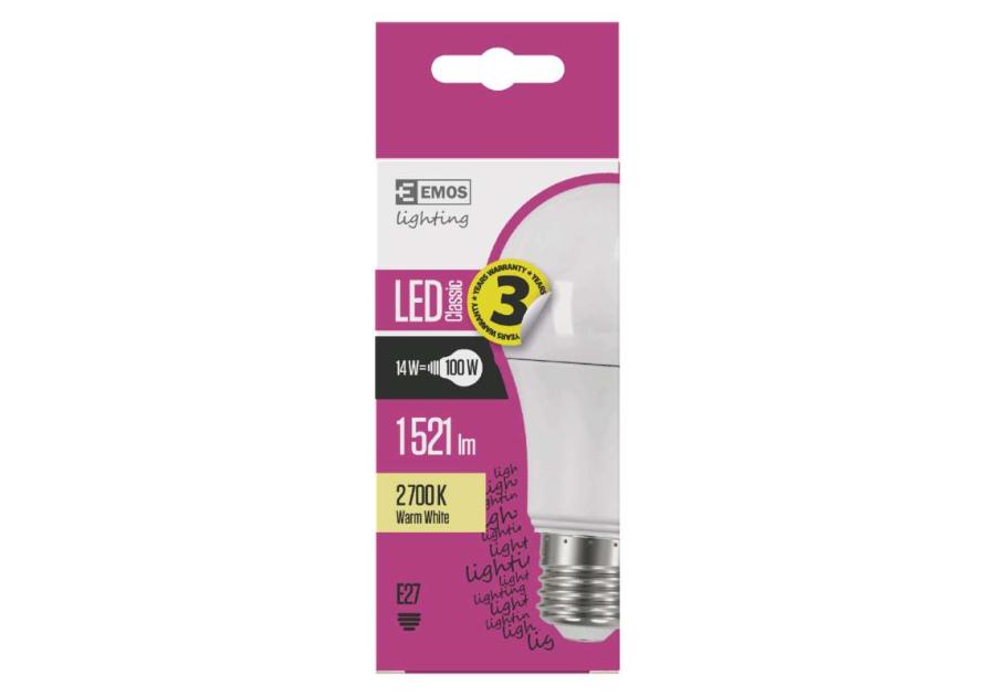 Zdjęcie: Żarówka LED Classic A60, E27, 13,2 W (100 W), 1 521 lm, ciepła biel EMOS