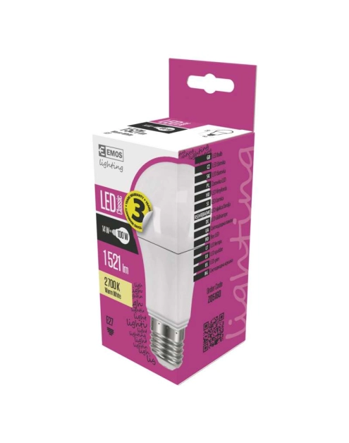 Zdjęcie: Żarówka LED Classic A60, E27, 13,2 W (100 W), 1 521 lm, ciepła biel EMOS