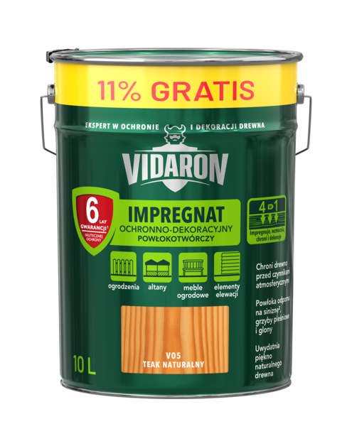 Zdjęcie: Impregnat powłokotwórczy teak naturalny V05 10 L VIDARON