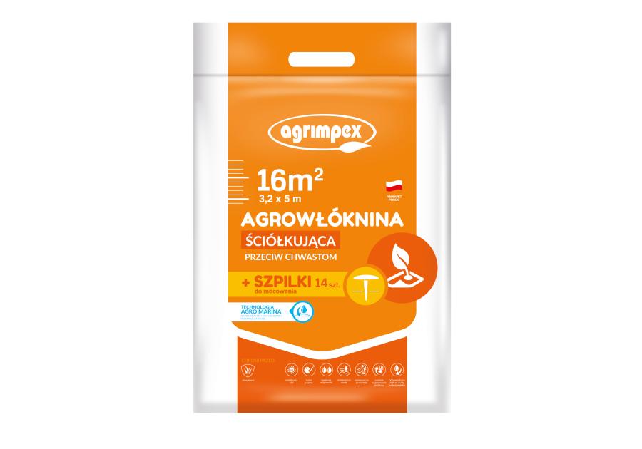 Zdjęcie: Agrowłóknina ściółkująca Agro-Marina 50 g czarna 3,2 x 5 m, 14 szpilek AGRIMPEX