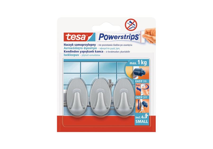 Zdjęcie: Haki Powerstrips owalne małe szare 3 szt. TESA