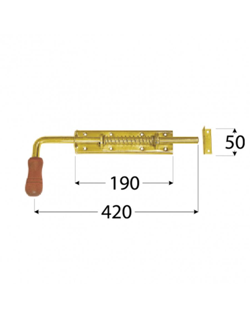 Zdjęcie: Zasuwka sprężynowa z drewnianą rączką 42x19x5 cm WSP420 DMX