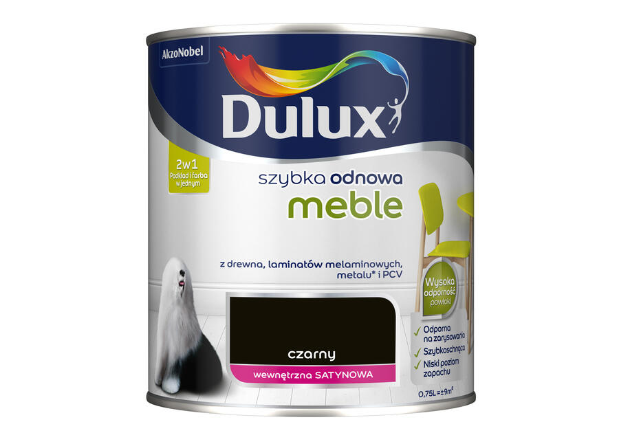 Zdjęcie: Farba Szybka Odnowa Meble 0,75 L czarny DULUX