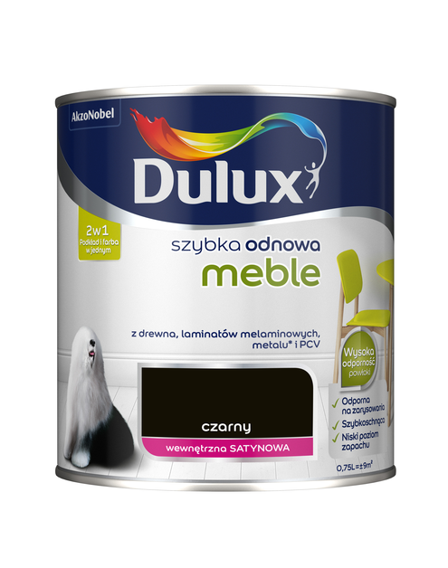 Zdjęcie: Farba Szybka Odnowa Meble 0,75 L czarny DULUX