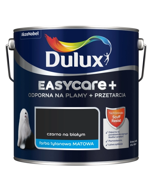 Zdjęcie: Farba lateksowa EasyCare+ Czarno na Białym 2,5 L DULUX