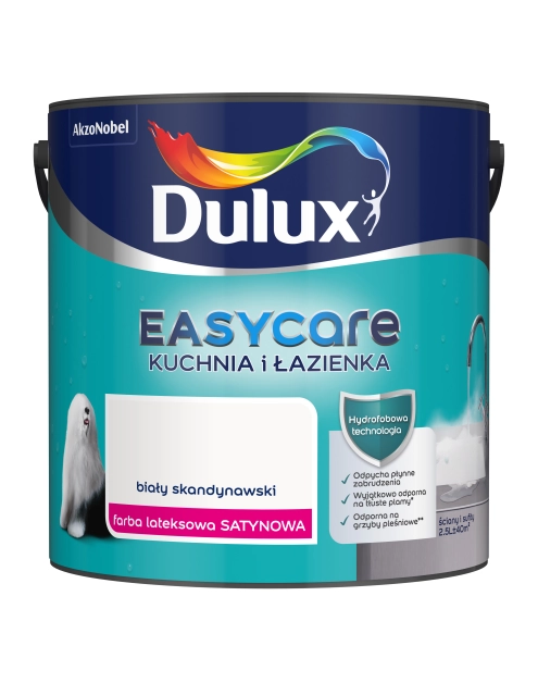 Zdjęcie: Farba lateksowa Easy Care Kuchnia&Łazienka biały skandynawski 2,5 L DULUX