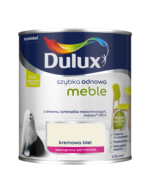 Zdjęcie: Farba Szybka Odnowa Meble 0,75 L kremowa biel DULUX