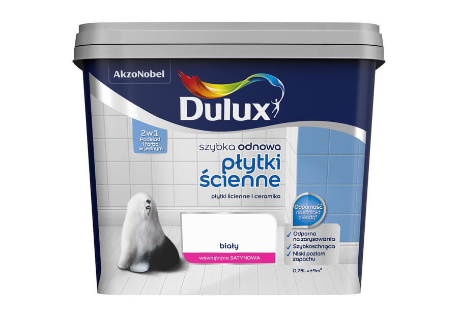 Zdjęcie: Farba Szybka Odnowa Płytki ścienne 0,75 L biała DULUX