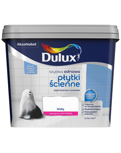 Zdjęcie: Farba Szybka Odnowa Płytki ścienne 0,75 L biała DULUX