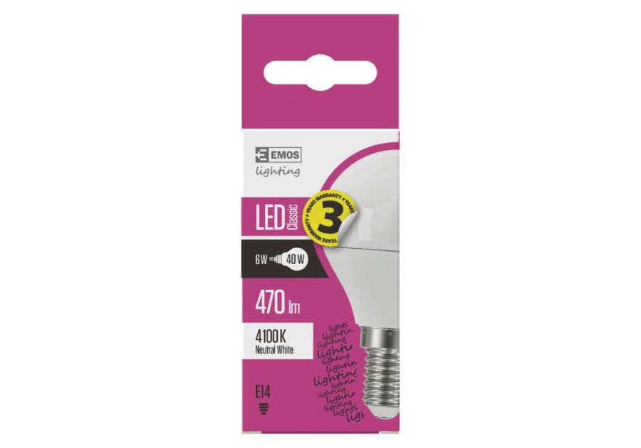 Zdjęcie: Żarówka LED Classic Mini Globe, E14, 5 W (40 W), 470 lm, neutralna biel EMOS