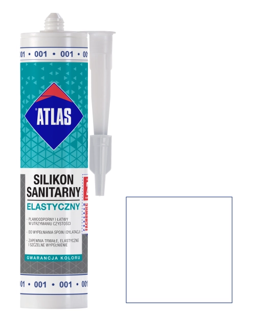 Zdjęcie: Silikon sanitarny elastyczny 001 biały 280 ml ATLAS