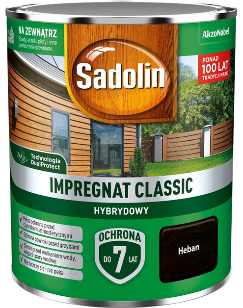 Zdjęcie: Impregnat Classic Hybrydowy heban 0,75 L SADOLIN