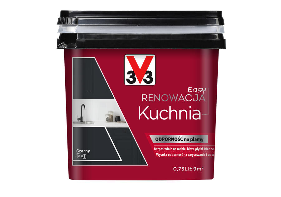 Zdjęcie: Farba renowacyjna Easy Renowacja Kuchnia czarny mat 0,75L V33