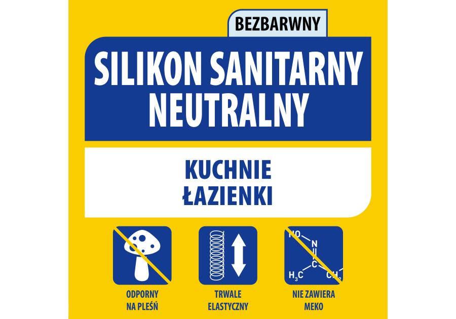 Zdjęcie: Silikon sanitarny neutralny 280 ml bezbarwny SOUDAL