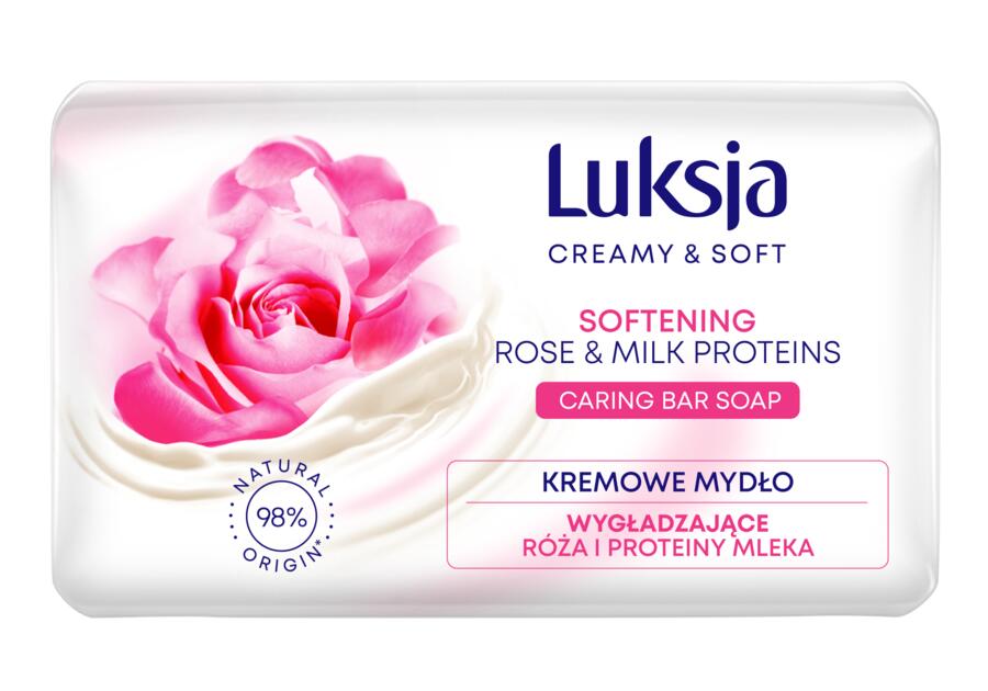 Zdjęcie: Mydło w kostce Creamy & Soft róża i proteiny mleka 0,09 kg LUKSJA