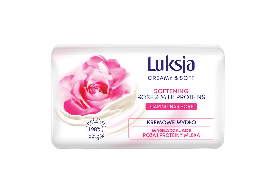 Zdjęcie: Mydło w kostce Creamy & Soft róża i proteiny mleka 0,09 kg LUKSJA