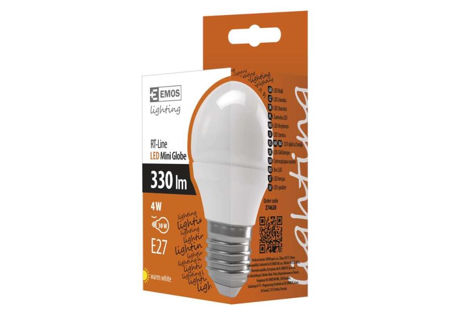 Zdjęcie: Żarówka LED Classic Mini Globe, E27, 4,1 W (32 W), 350 lm, ciepła biel EMOS