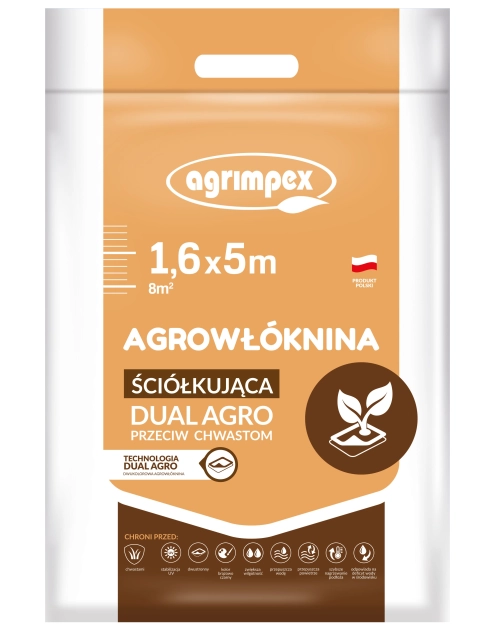 Zdjęcie: Agrowłóknina ściółkująca Dual-Agro 50 g brązowo-czarna 1,6 x 5 m AGRIMPEX