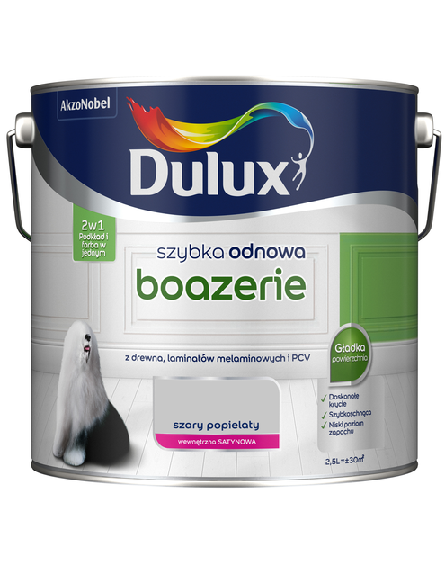 Zdjęcie: Farba Szybka Odnowa Boazeria 2,5 L szary popielaty DULUX