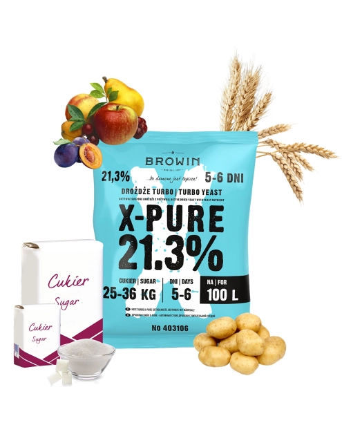 Zdjęcie: Drożdże Turbo X-Pure 21,3%, 100 L BROWIN