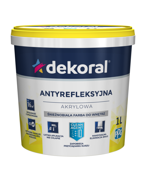 Zdjęcie: Farba akrylowa antyrefleksyjna Polinak Plus 1 L DEKORAL