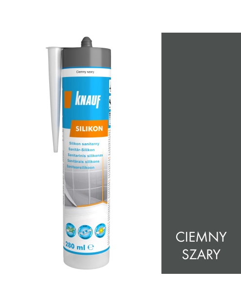 Zdjęcie: Silikon sanitarny ciemny szary 280 ml KNAUF