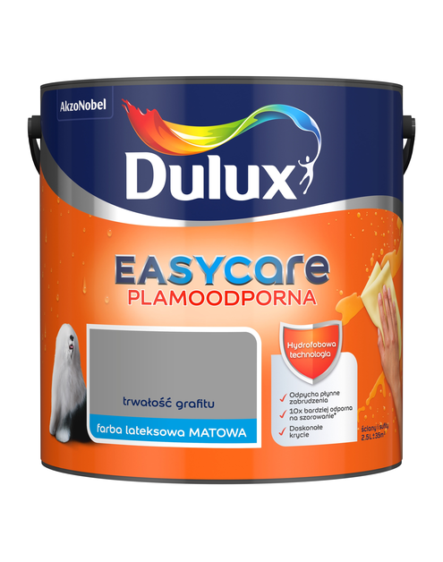 Zdjęcie: Farba do wnętrz EasyCare 2,5 L trwałość grafitu DULUX