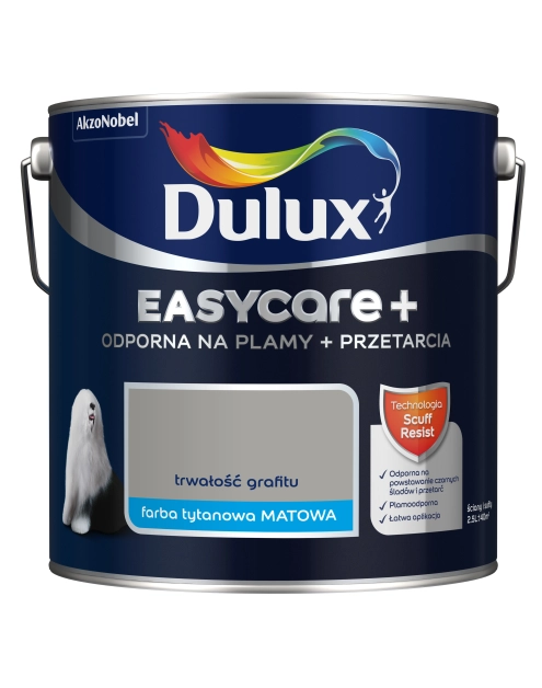 Zdjęcie: Farba lateksowa EasyCare+ Trwałość Grafitu 2,5 L DULUX