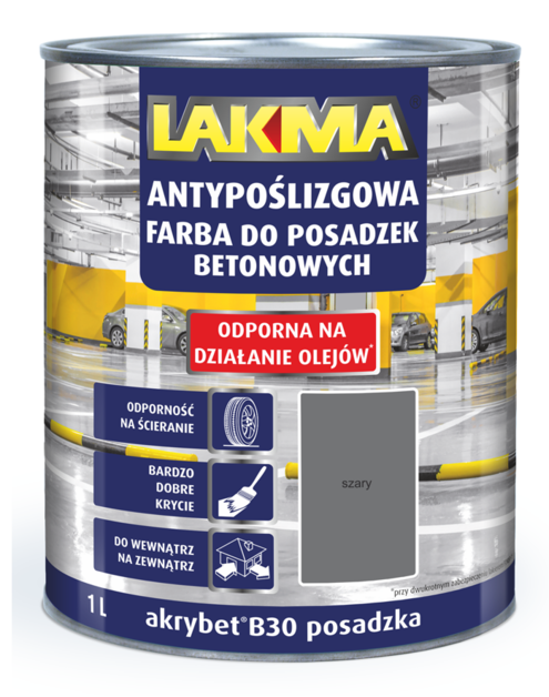 Zdjęcie: Farba do betonu Akrybet b-30 szara 1 L LAKMA SAT