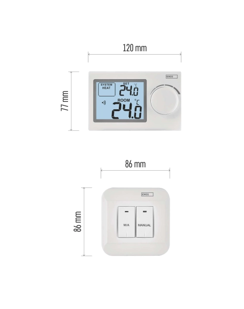Zdjęcie: Ręczny termostat pokojowy, bezprzewodowy, P5614 EMOS