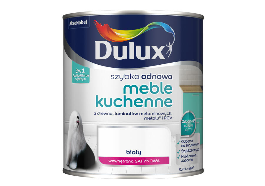 Zdjęcie: Farba Szybka Odnowa Meble kuchenne 0,75 L biała DULUX