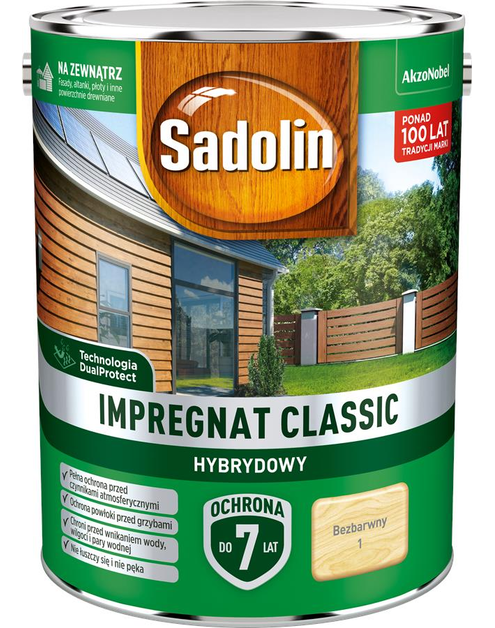 Zdjęcie: Impregnat ochronno-dekoracyjny hybrydowy Classic 4,5 L bezbarwny SADOLIN