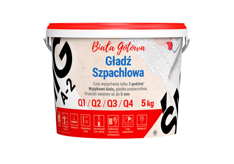 Zdjęcie: Gładź szpachlowa A-2 biała gotowa 5 kg ŚMIG