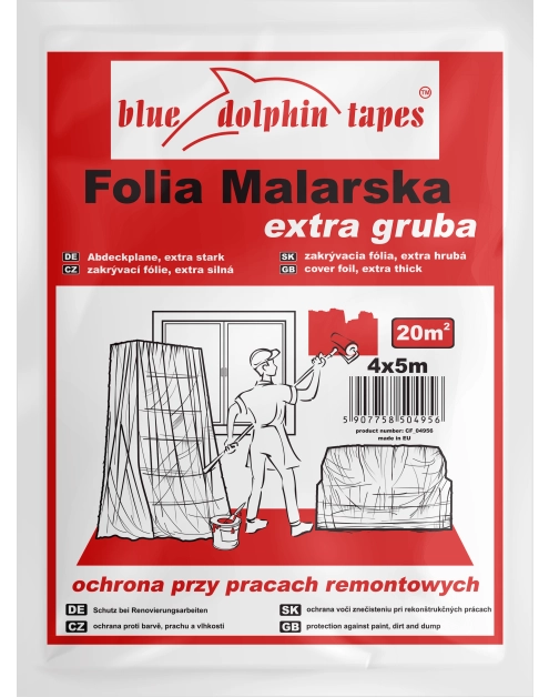 Zdjęcie: Folia malarska extra gruba 4x5 m BLUEDOLPHIN