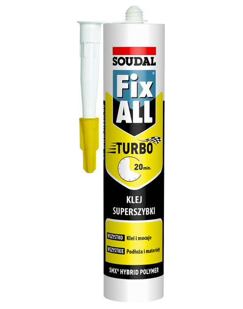 Zdjęcie: Klej uszczelniacz hybrydowy Fix All Turbo 290 ml biały SOUDAL