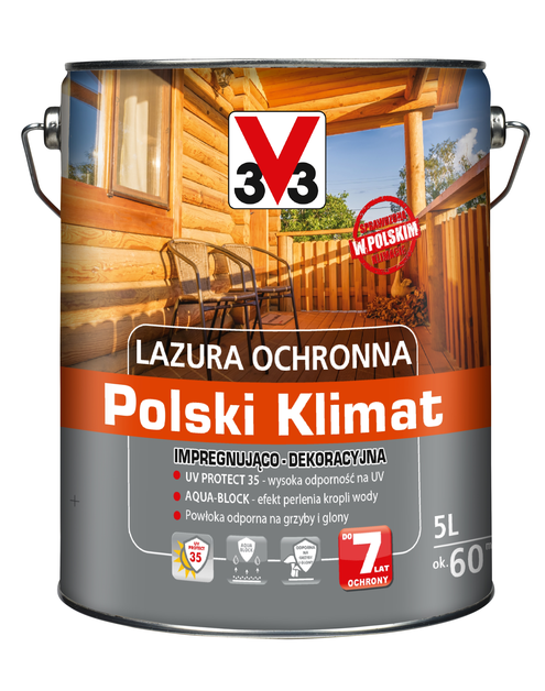 Zdjęcie: Lazura ochronna Polski Klimat Impregnująco-Dekoracyjna Palisander 5 L V33