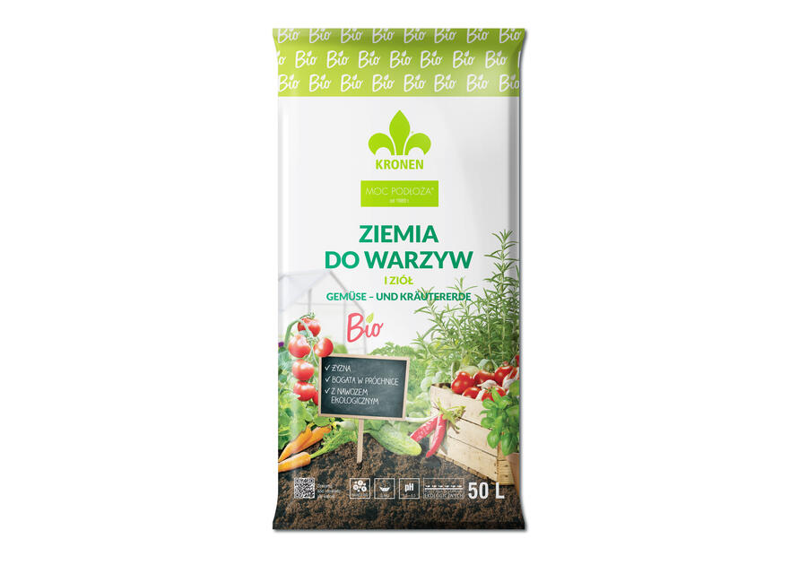 Zdjęcie: Ziemia BIO do warzyw i ziół 50L KRONEN