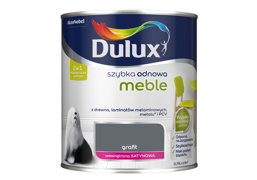 Zdjęcie: Farba Szybka Odnowa Meble 0,75 L grafit DULUX