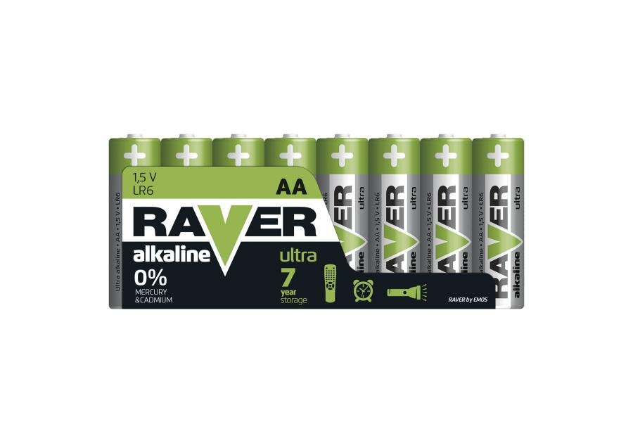 Zdjęcie: Bateria alkaliczna Raver Ultra Alkaline AA (LR6) folia 8 EMOS