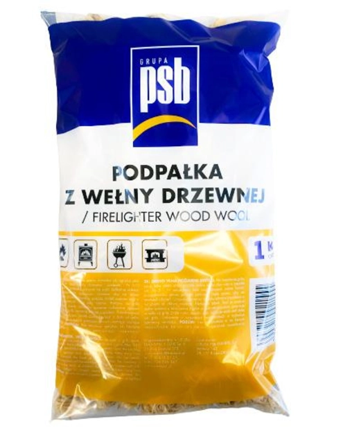 Zdjęcie: Podpałka z wełny drzewnej 1 kg folia PSB