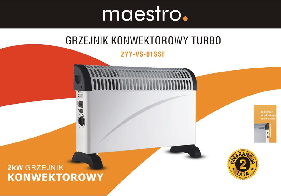 Zdjęcie: Grzejnik konwektorowy Maestro Turbo 2000 W z nawiewem NERGIS