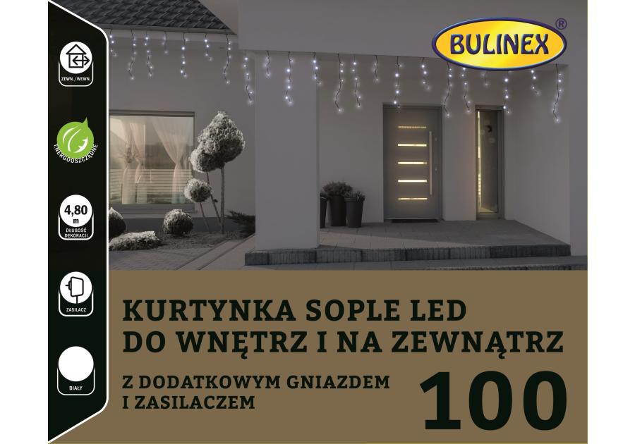 Zdjęcie: Kurtyna Sople 100 lampek - 5 m biały BULINEX